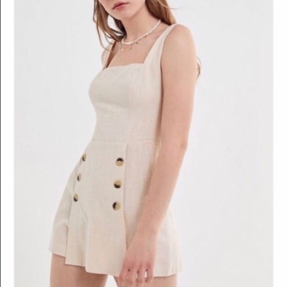 urban outfitters beige linen skort romper
